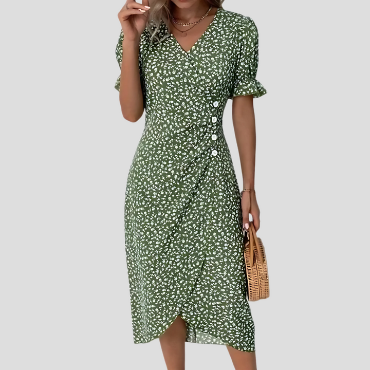 Elegante midi-jurk met bloemenmotief voor dames