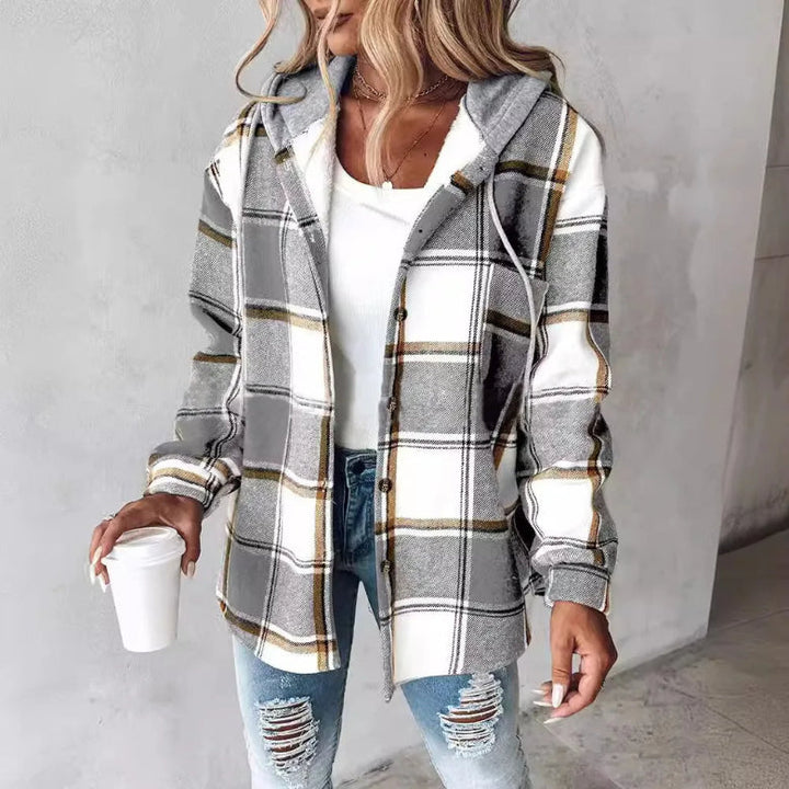 Geruite Hooded Jas voor Dames