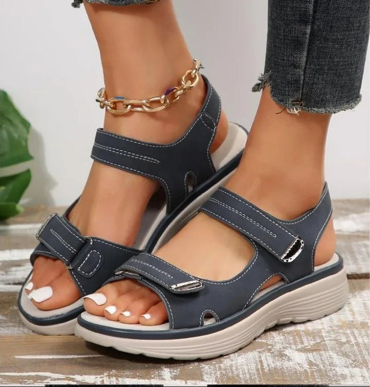 GlideStep – Lichte Leren Wedge Sandalen Dames