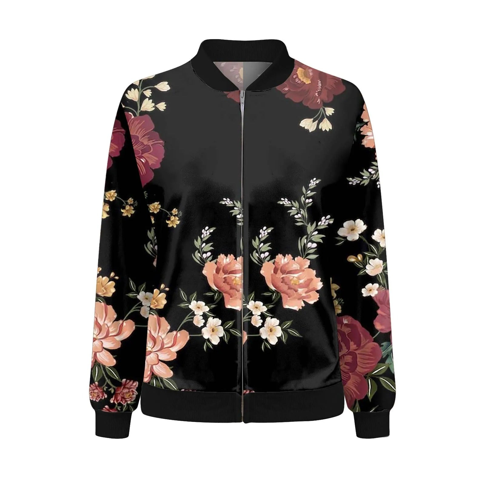 zomerse jas met bloemenprint dames chique elegant comfortabel lente voorjaarsjas vrouwern bomberjas vest trui met rits