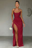 Elegante Maxi Jurk met Spaghettibandjes en Hoge Split