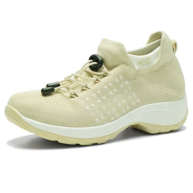 comfortabele ondersteunende sportschoenen met elastische sluiting en sok orthopedische dames sneakers voor vrouwen zomerschoenen met hoge hak en witte zool