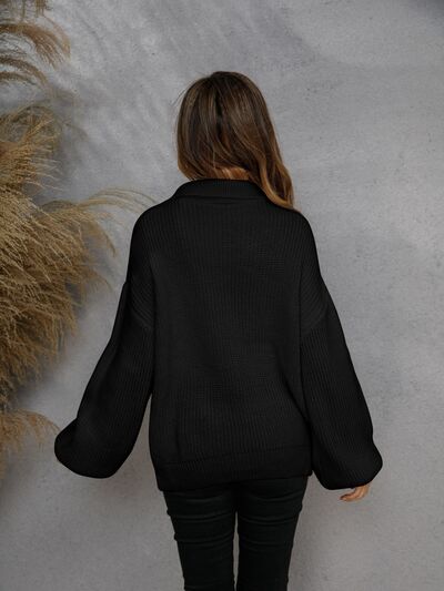 Casual Sweater Met Halve Rits