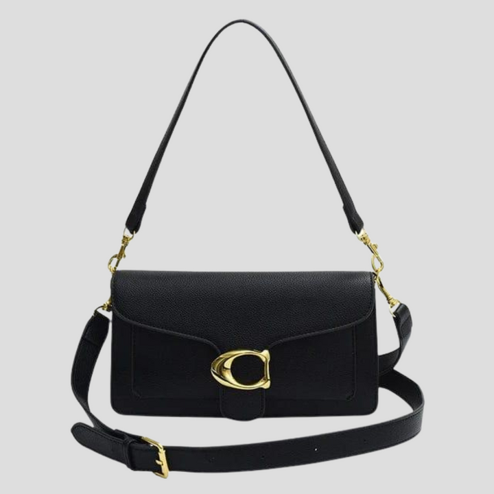 Klassieke gestructureerde schoudertas met goudkleurige gesp