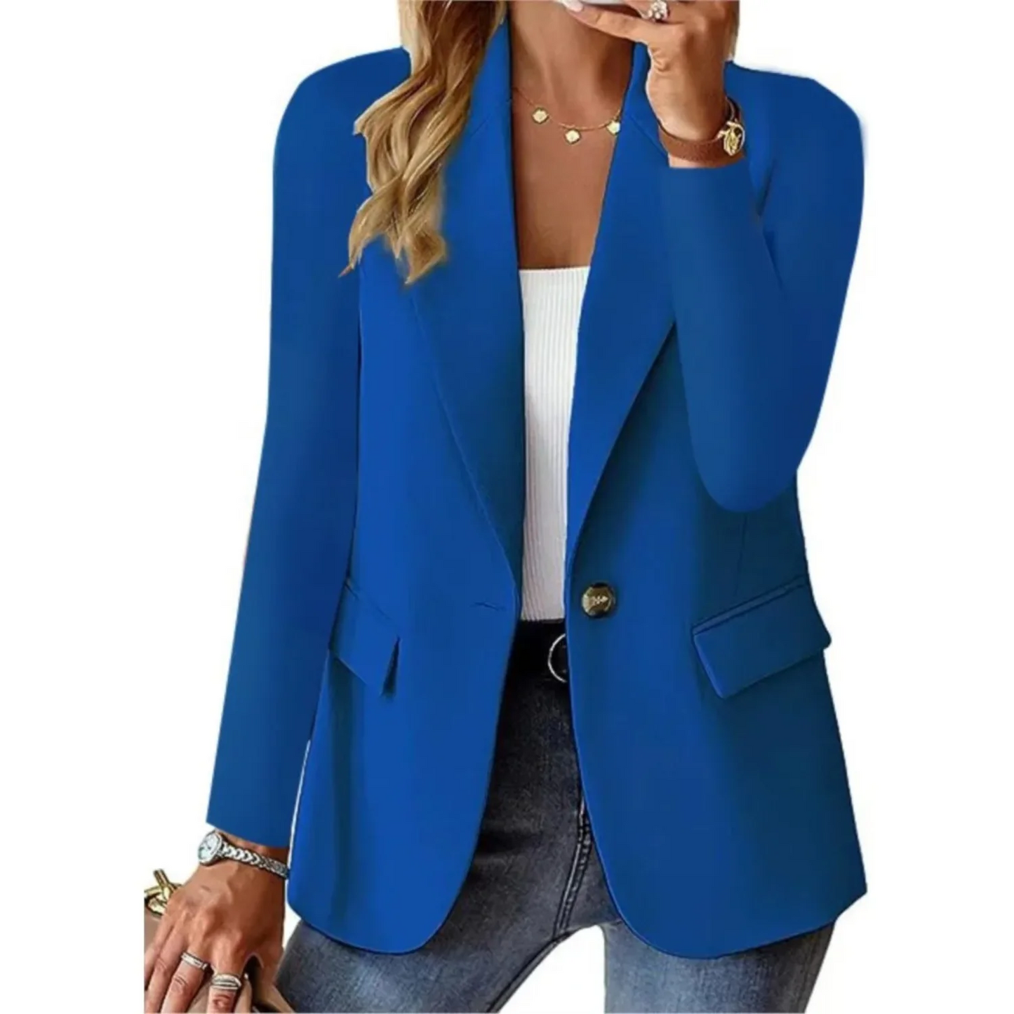 Getailleerde Casual Blazer Met Één Knoop Dames