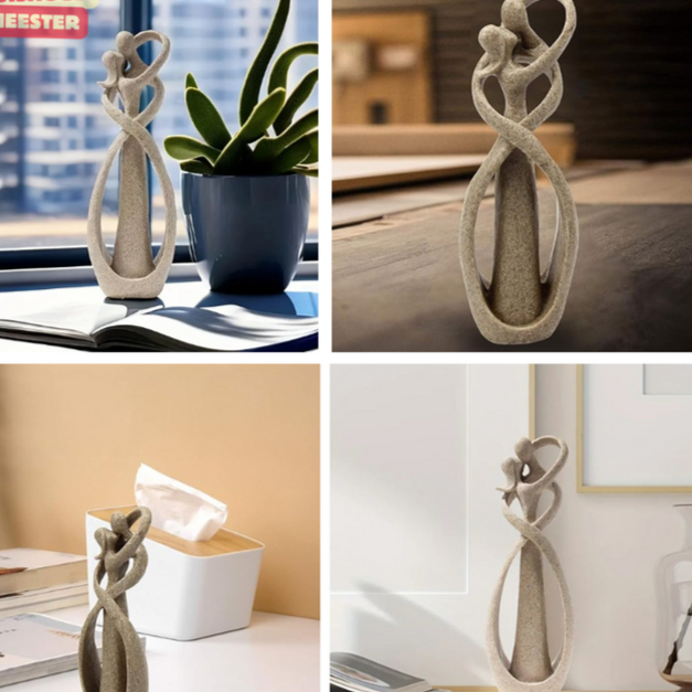 Eeuwige Omhelzing - Abstract Kunst Beeldje - Tijdloze Liefde - Uniek cadeau voor vrienden of familie