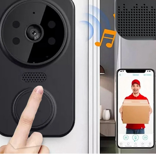 Slimme WiFi Deurbel met Camera & Alarm - Real-time Beveiliging en Videocommunicatie - Zwart