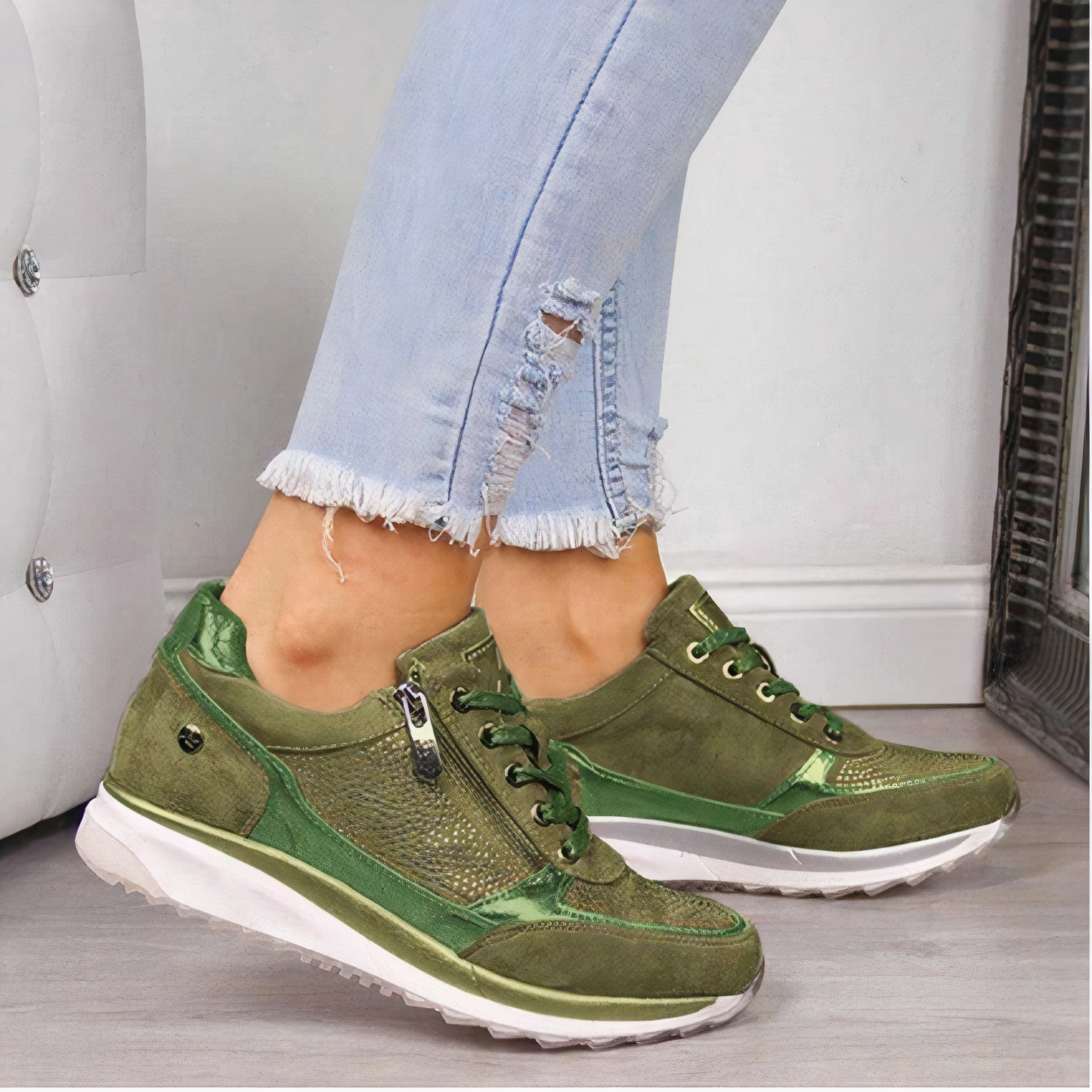 CHAVELI - Orthopedische Sneakers Dames groen damesschoenen