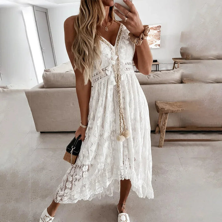 Maeva – Boho Kanten jurk met Kwastjes