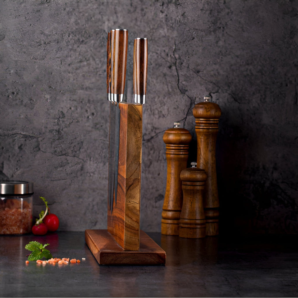 Efficiënte magnetische houten messenhouder voor keukenopslag