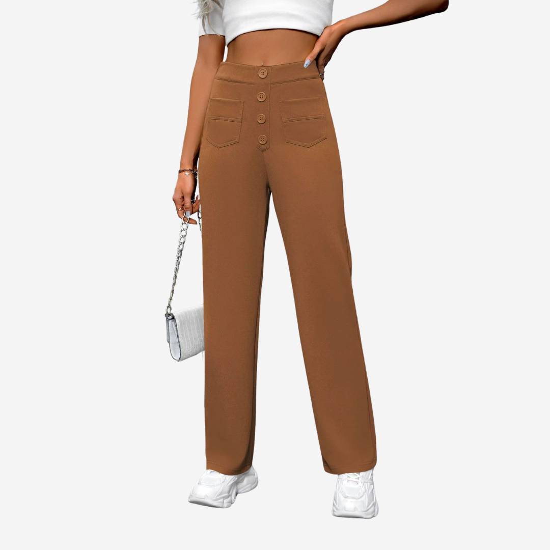 Casual Rechte Broek met Hoge Taille
