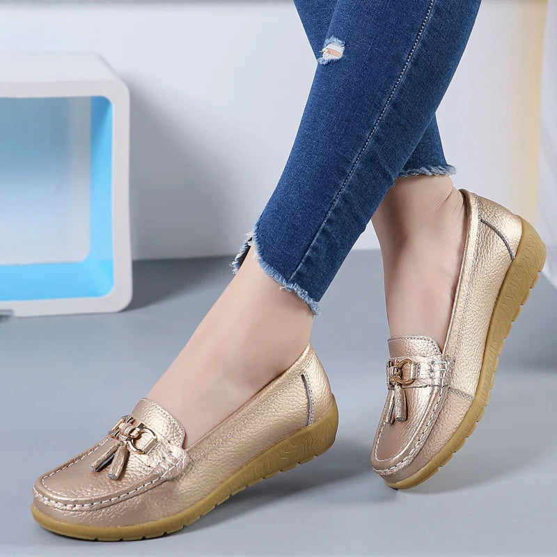 Leren Ballerina Schoenen Dames