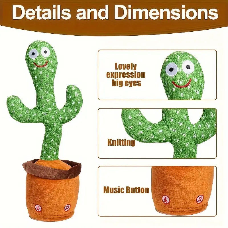 Interactieve Dansende Cactus – Zingend, Pratend & Opnamemogelijkheid met LED Verlichting – Perfect Cadeau voor Kerst