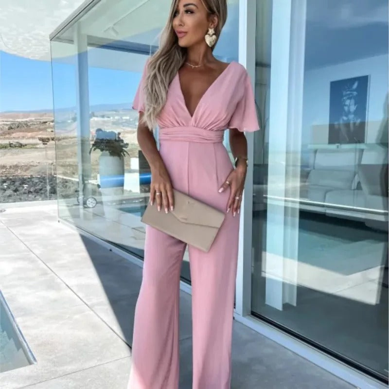 chique comfortabele jumpsuit speciale gelgenheden chique elegant comfortabel korte mouwen bruiloftkleding