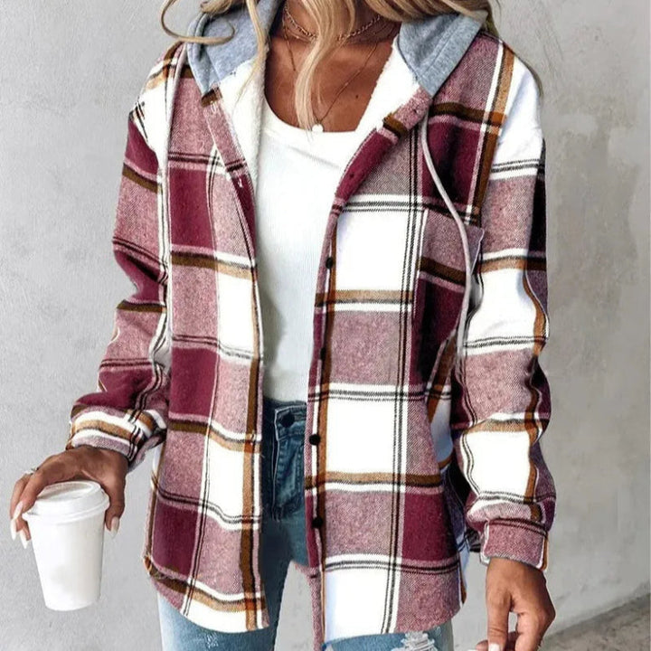 Geruite Hooded Jas voor Dames