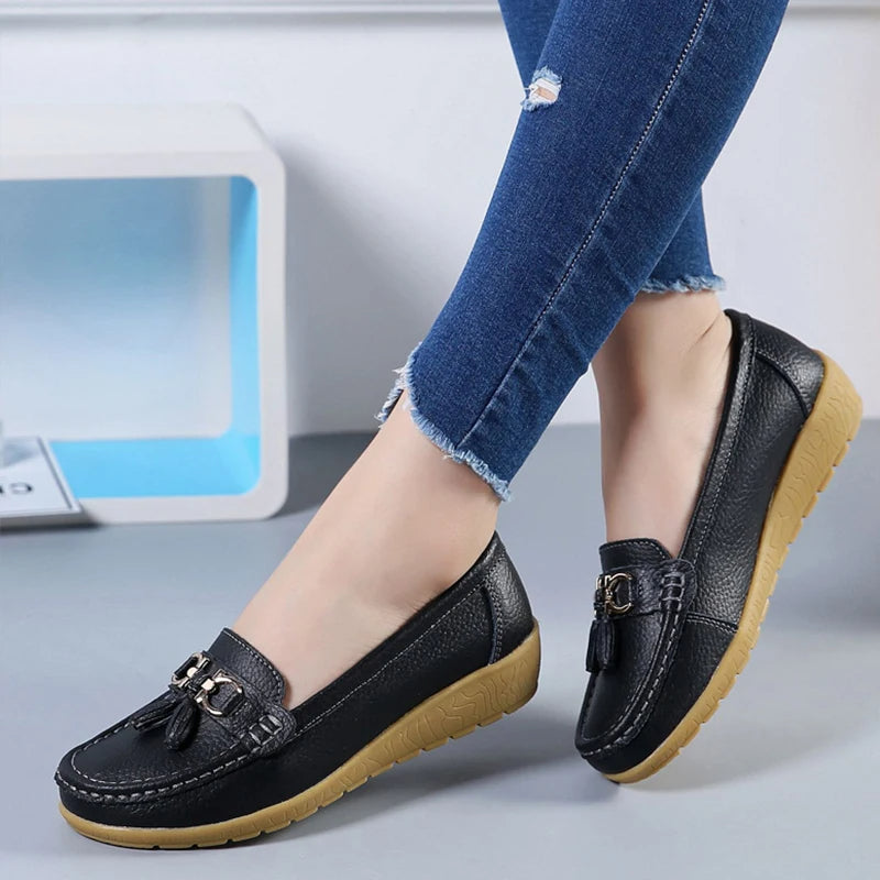 Leren Ballerina Schoenen Dames