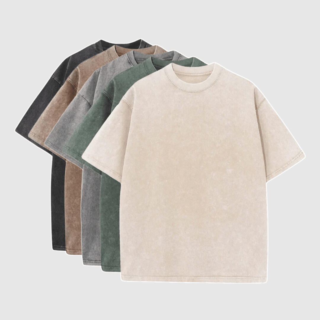 Victor - Washed Oversized Heren T-Shirt