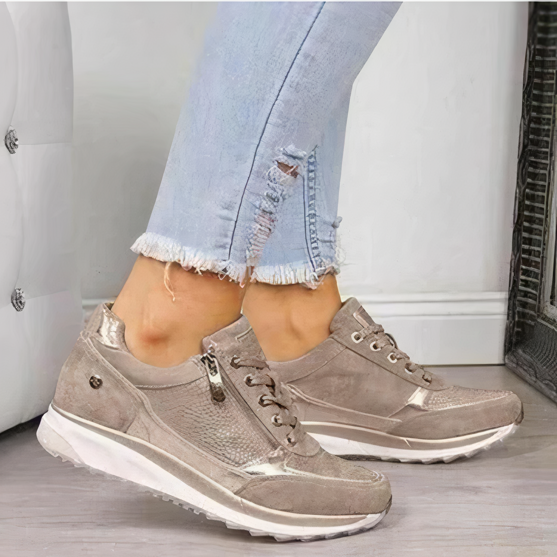 CHAVELI - Orthopedische Sneakers Dames beige damesschoenen