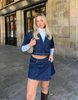 Tweedelige denimset met top en rok