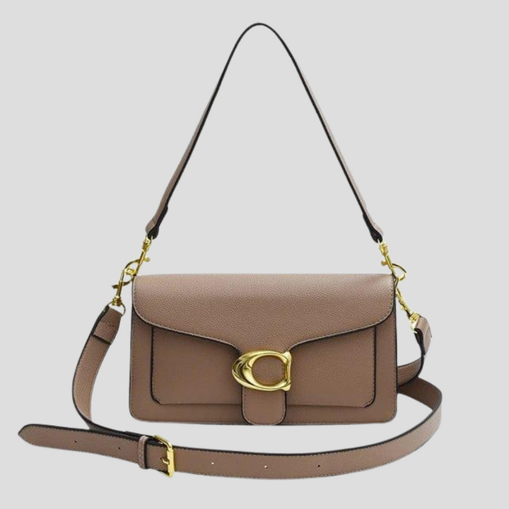 Klassieke gestructureerde schoudertas met goudkleurige gesp