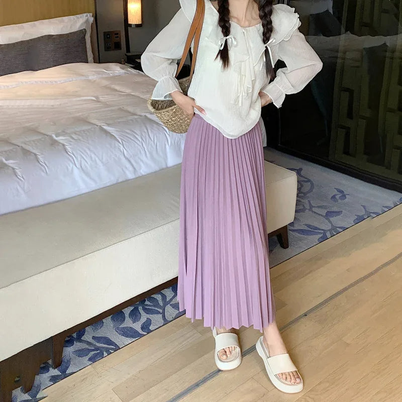 Elvya – Elegante Geplooide Midi-Rok