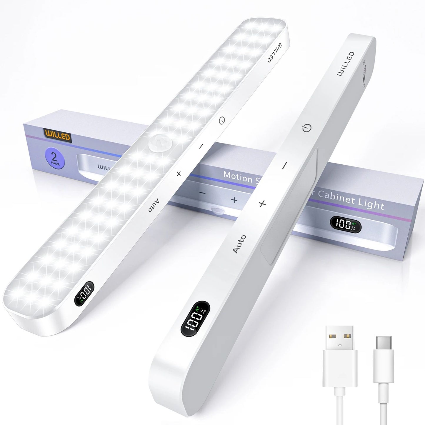 LumaBar - Bewegingssensor LED Kastlamp met Touchbediening en Oplaadbare Batterij 2PCS