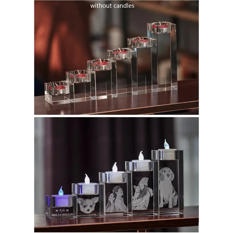 CrystalGlow Gepersonaliseerde Glazen Kaarshouder - Elegante Decoratie voor Elk Moment