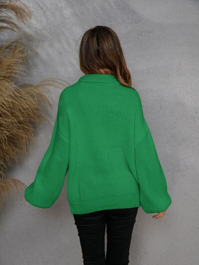 Casual Sweater Met Halve Rits