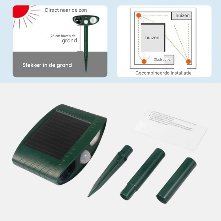 Ultrasone chipmunkverjager en op zonne-energie
