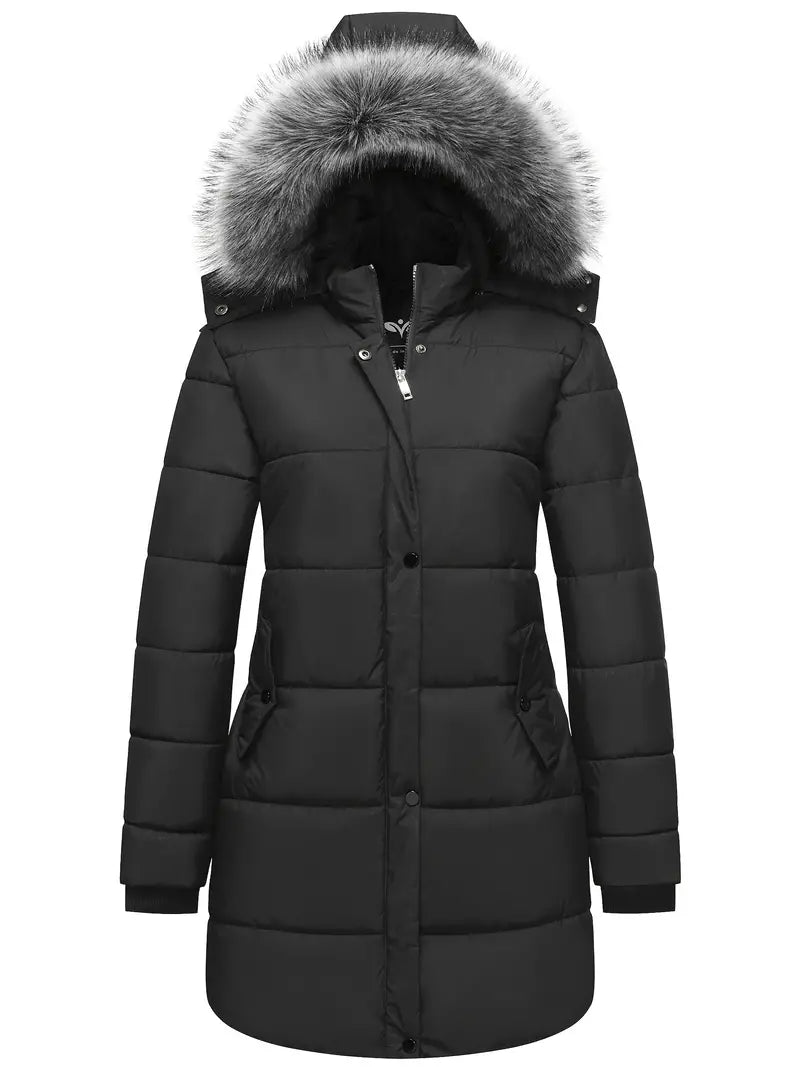 Puffer Winterjas Met Bont Capuchon Dames - Amira