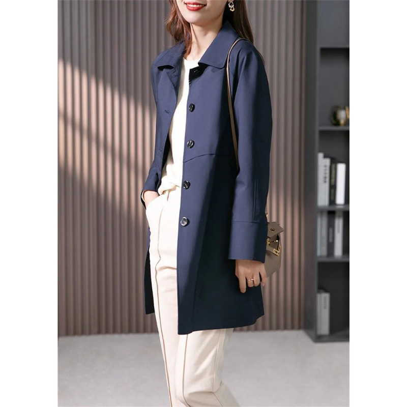 ORLANDO - Trendy Trenchcoat Jas Getailleerd Dames lange damesjas knopen kraag lange mouwen comfortabel chique