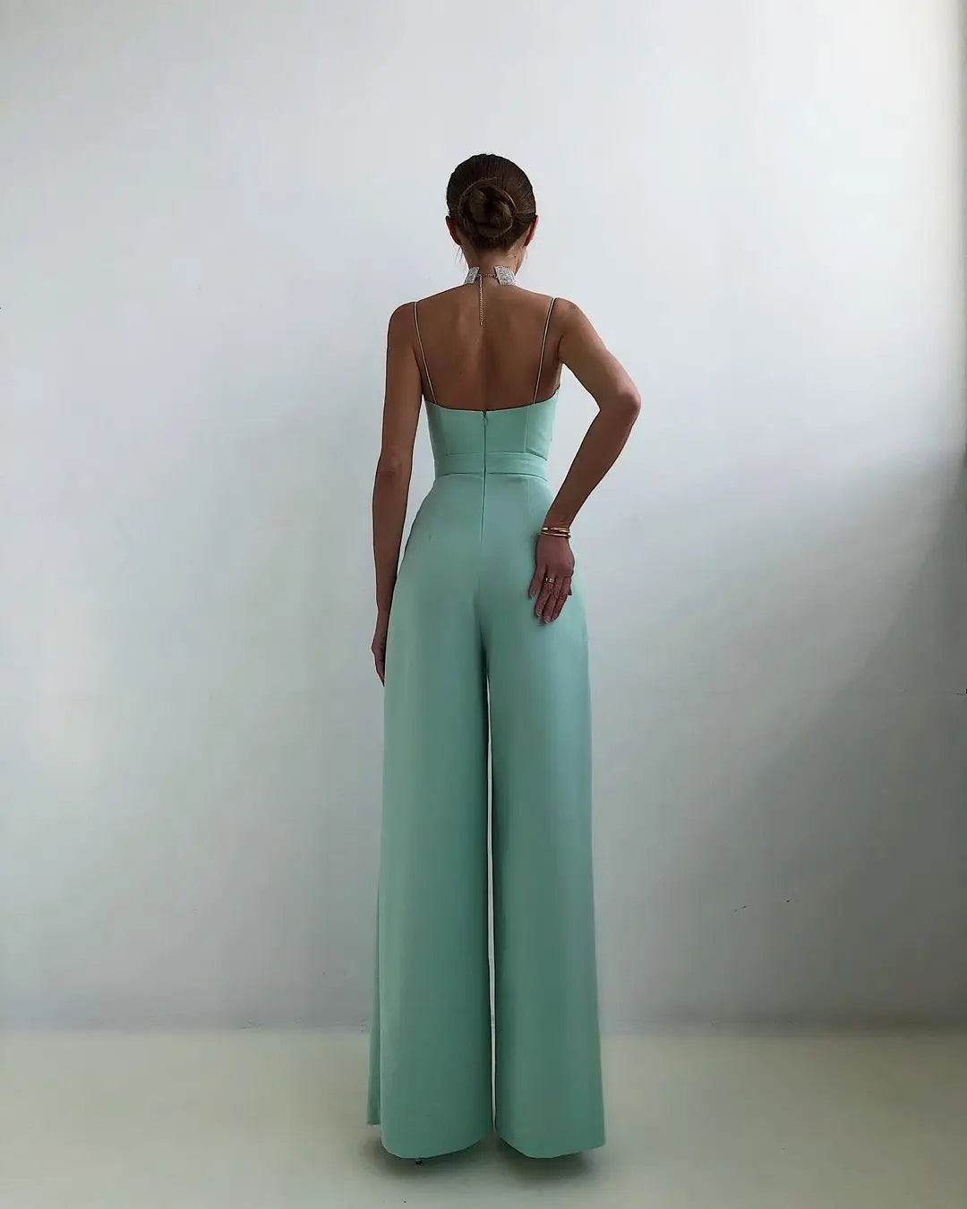Mouwloze Jumpsuit met Hoge Taille en Wijde Pijpen Dames