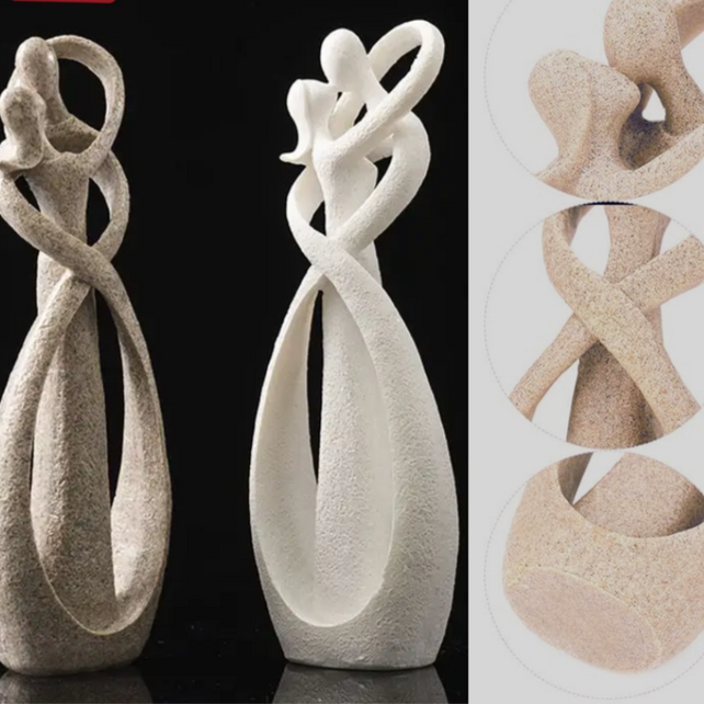 Eeuwige Omhelzing - Abstract Kunst Beeldje - Tijdloze Liefde - Uniek cadeau voor vrienden of familie