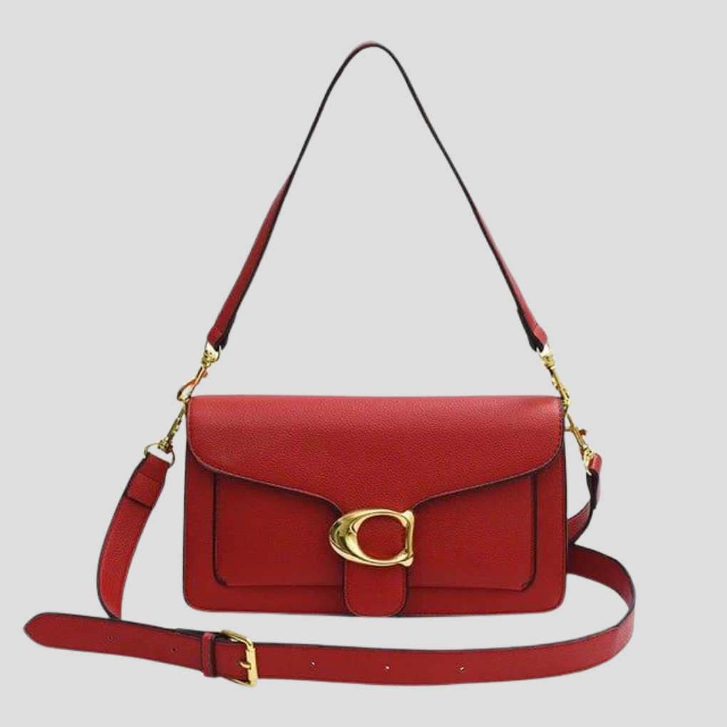 Klassieke gestructureerde schoudertas met goudkleurige gesp