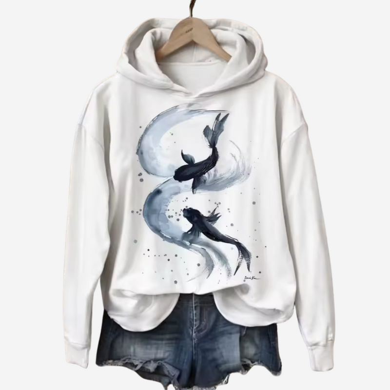 Casual Hoodie met Koi Art Print