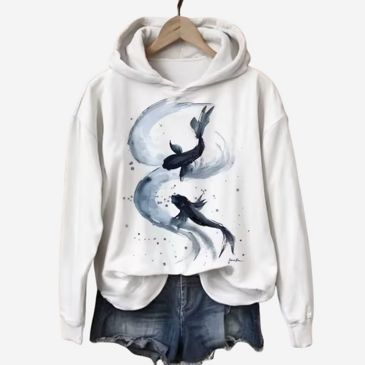 Casual Hoodie met Koi Art Print