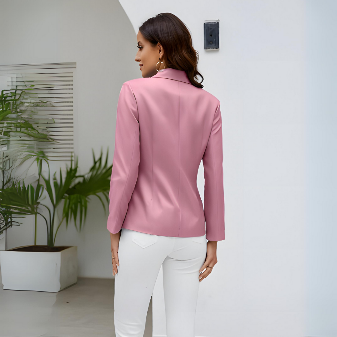 Stijlvolle dames blazer met knopen elegant jasje roze