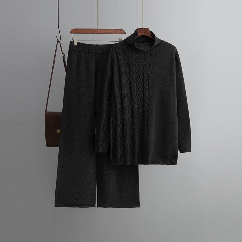 Losse Gebreide 2-Delige Set Wijde Broek En Trui Voor Dames - Carla