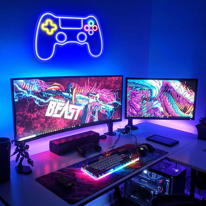 Canvas Gamer Neon Bord | Game Controller Neon Verlichting voor Gamer Kamer - LED Gaming Decor voor Jongenskamer en Wanddecoratie