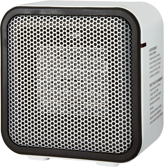 Basics Keramische Mini Verwarming | Compacte 500W Heater met Omvalbeveiliging - Draagbaar voor Bureau, Camping en Binnengebruik