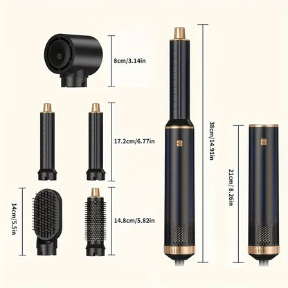 AugustaPro 5-in-1 Hot Air Styler - 800W Multifunctionele Föhnborstel met Verwisselbare Opzetstukken