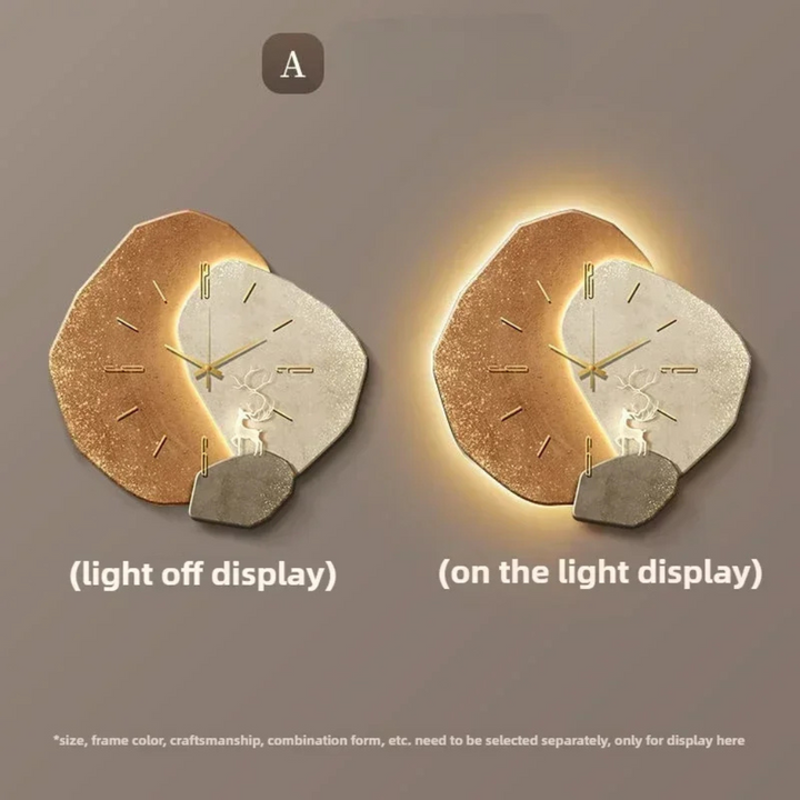 Moderne minimalistische wandklok met licht