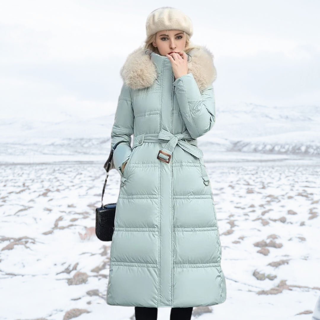 Warme Luxe Winterjas Met Bontkraag Voor Dames - Nordelle