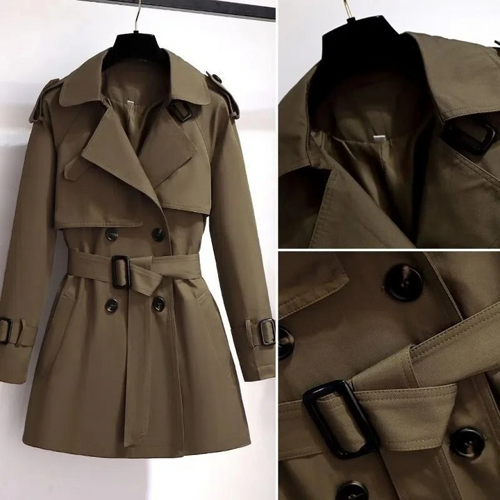 ORLANDO - Luxury Trenchcoat Korte Damesjas vrouwenjas najaar kort met knopen en riemsluiting chique elegant comfortabel