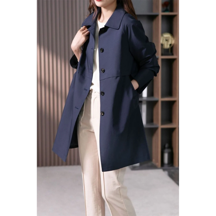 ORLANDO - Trendy Trenchcoat Jas Getailleerd Dames lange damesjas knopen kraag lange mouwen comfortabel chique