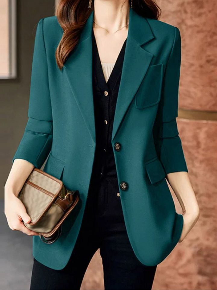 Getailleerde Lange Dames Blazer met Strakke Pasvorm & Zakdetails damespak elegant chique comfortabel vrouwenpak oversized