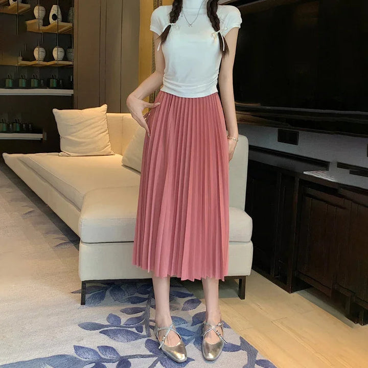 Elvya – Elegante Geplooide Midi-Rok