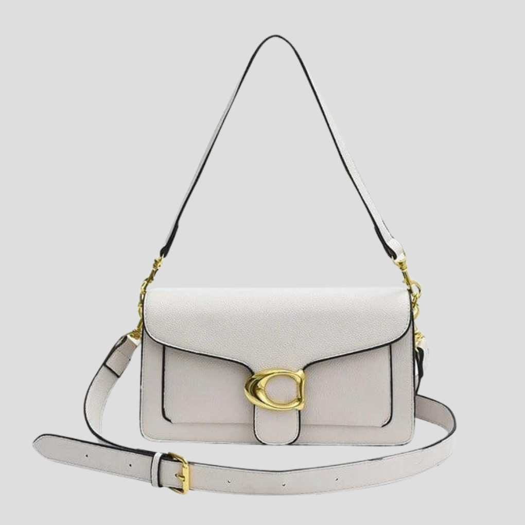 Klassieke gestructureerde schoudertas met goudkleurige gesp