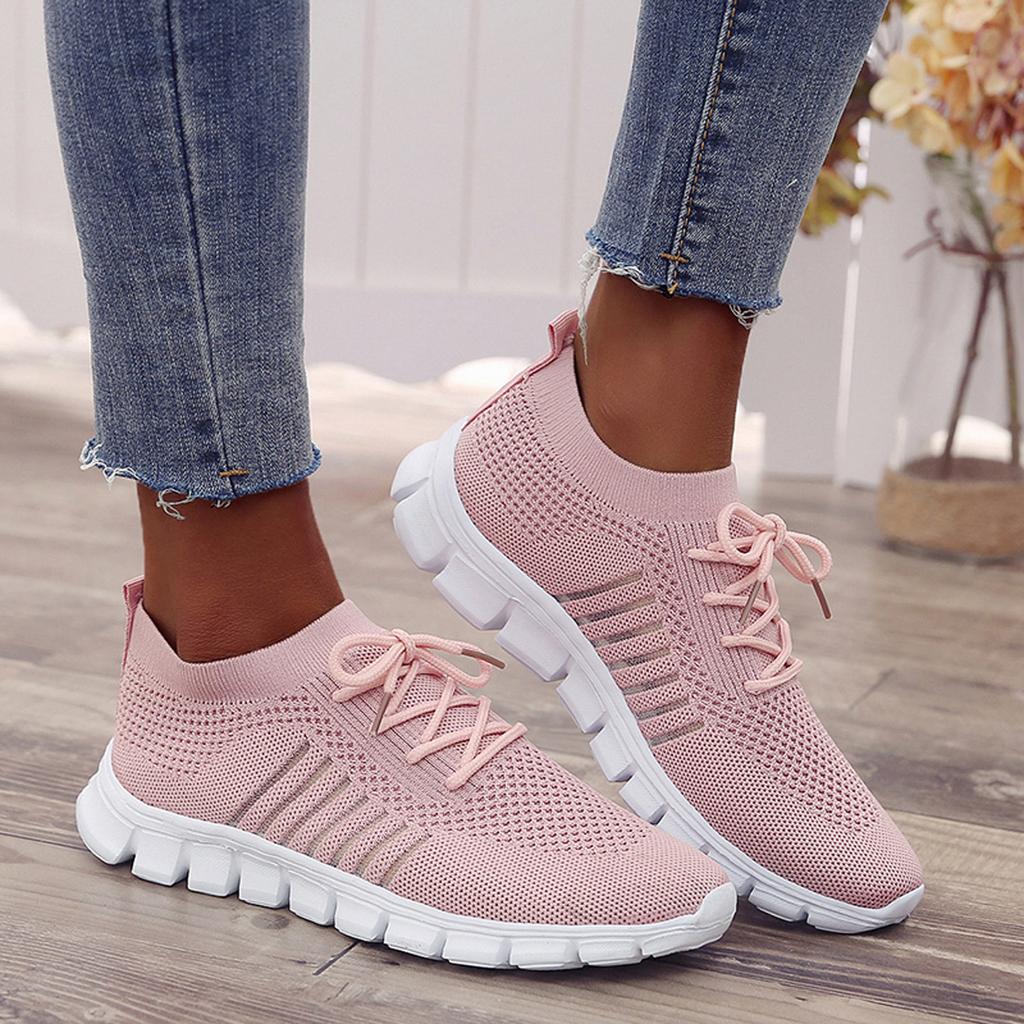 Comfortabele elastrische dames schoenen orthopedische sneakers met vetersluiting en ondersteunende dempende zool sportschoenen vrouwen zomer schoenen