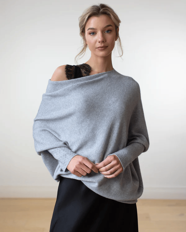 Elegante Off Shoulder Trui Dames grijs